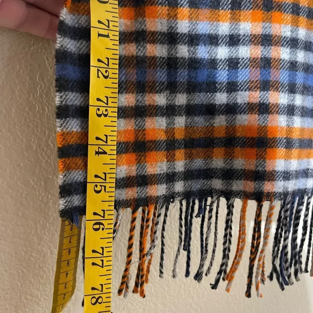 Johnstons of Elgin Blue and Orange Plaid Scarf